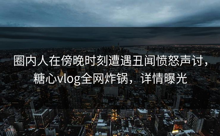 圈内人在傍晚时刻遭遇丑闻愤怒声讨,糖心vlog全网炸锅,详情曝光 圈内人在傍晚时刻遭遇丑闻愤怒声讨,糖心vlog全网炸锅,详情曝光