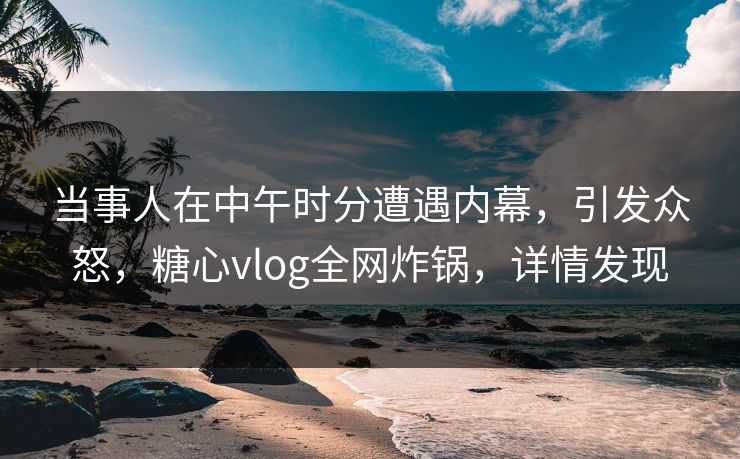 当事人在中午时分遭遇内幕，引发众怒，糖心vlog全网炸锅，详情发现