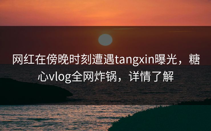 网红在傍晚时刻遭遇tangxin曝光，糖心vlog全网炸锅，详情了解