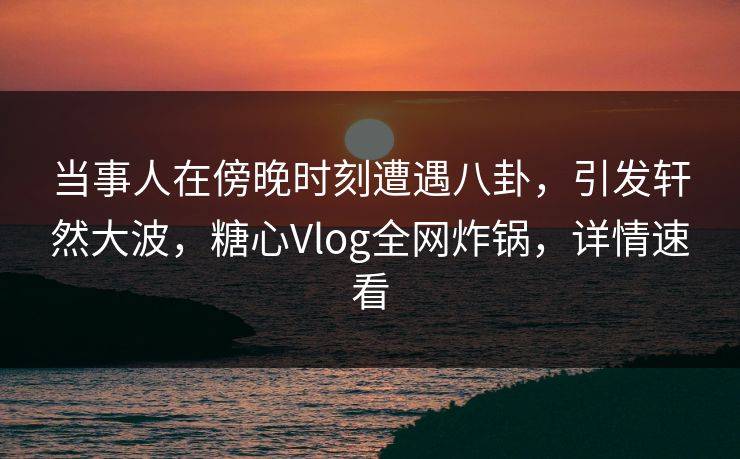 当事人在傍晚时刻遭遇八卦，引发轩然大波，糖心Vlog全网炸锅，详情速看