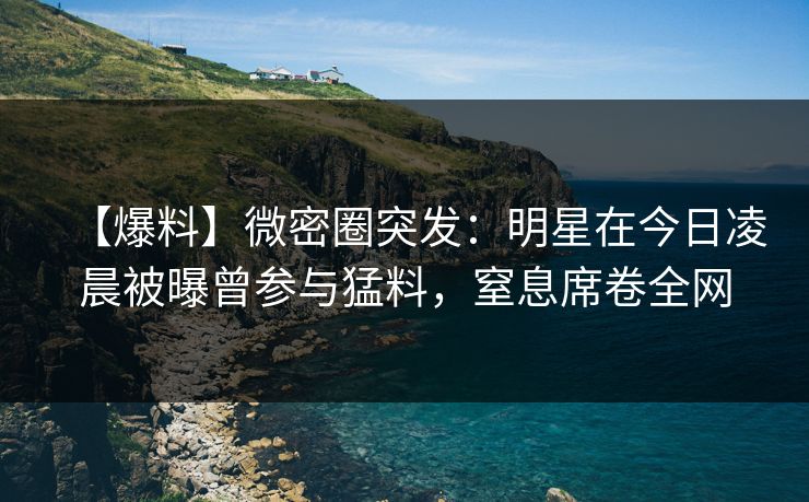 【爆料】微密圈突发：明星在今日凌晨被曝曾参与猛料，窒息席卷全网