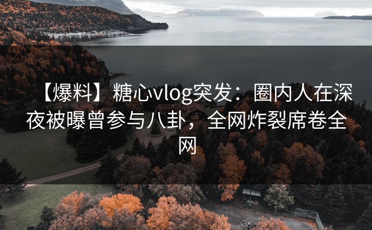 【爆料】糖心vlog突发:圈内人在深夜被曝曾参与八卦,全网炸裂席卷全网 【爆料】糖心vlog突发:圈内人在深夜被曝曾参与八卦,全网炸裂席卷全网